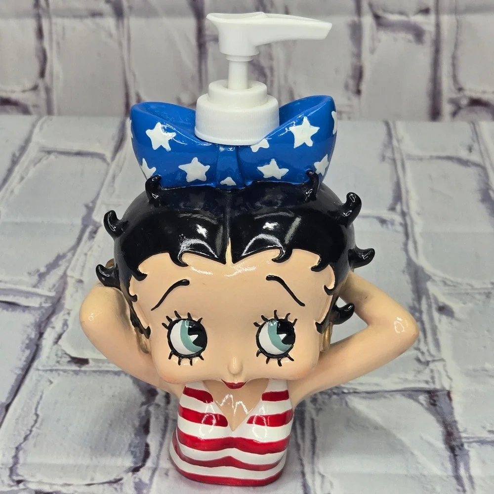 Betty Boop‎ Red White Striped Swimsuit Blue Star Bow Liquid Soap Dispenser Pump